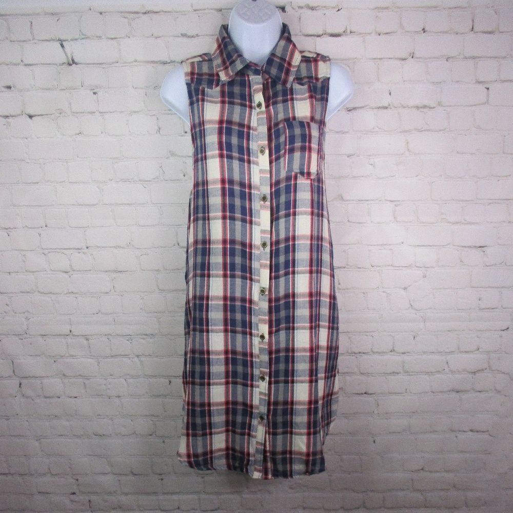 JODIFL Sleeveless Button Down Plaid Western Style Dress